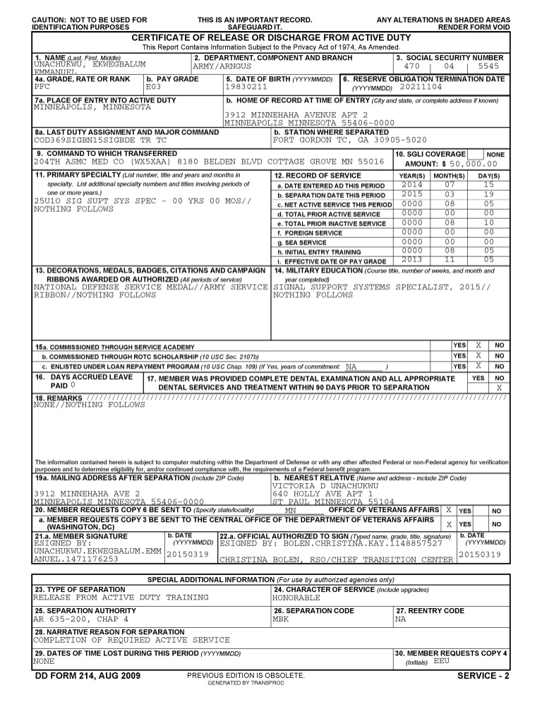 blank dd214 form pdf
